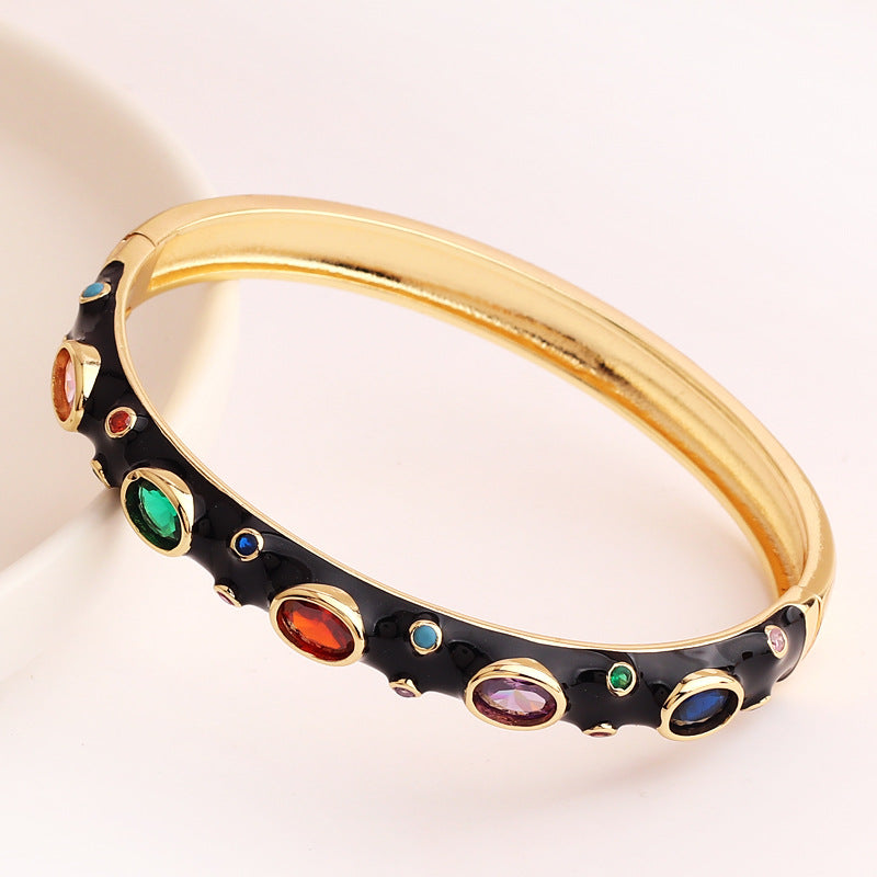 2 Pieces Fashion Round Circle Copper Electroplating Bangles
