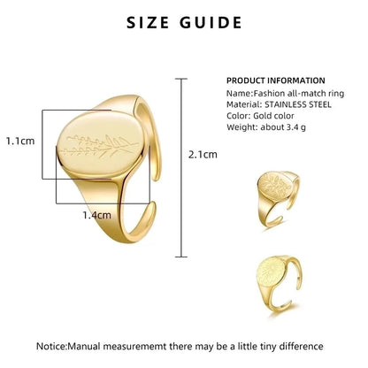 Minimalist U Shape Titanium Steel Plating 18k Gold Plated Open Ring