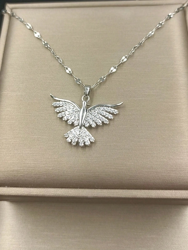 Basic Modern Style Classic Style Eagle 304 Stainless Steel Copper 18K Gold Plated Zircon Pendant Necklace