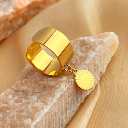 Casual Retro Minimalist Solid Color 304 Stainless Steel 18K Gold Plated Plating Hollow Out Open Rings