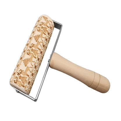Christmas Cute Christmas Tree Snowflake Elk Wood Rolling Pin 1 Piece
