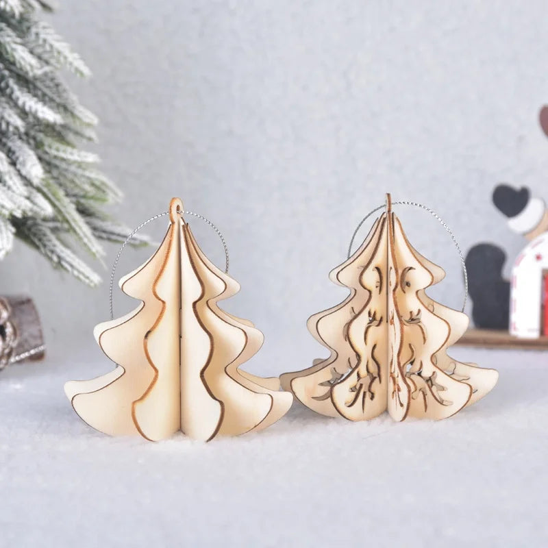 Christmas Minimalist Christmas Tree Angel Star Wood Party Hanging Ornaments