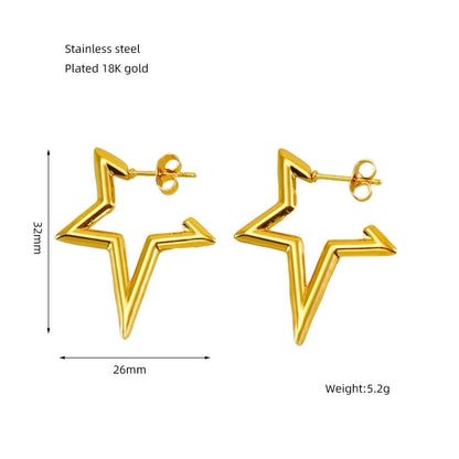 1 Pair Lady Minimalist Geometric Star Plating Titanium Steel Earrings