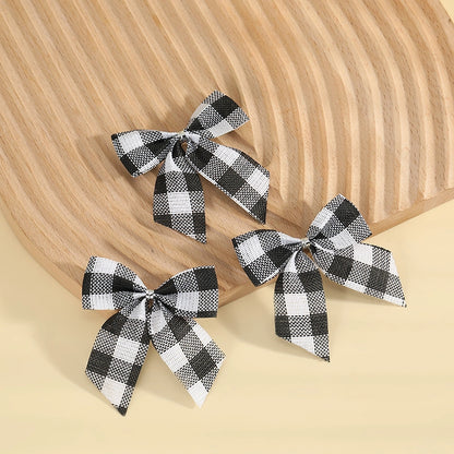 Kuhiro Christmas Bow Red Black Green Plaid Bow Imitation Linen OPP Bag Christmas Tree Wreath Decoration