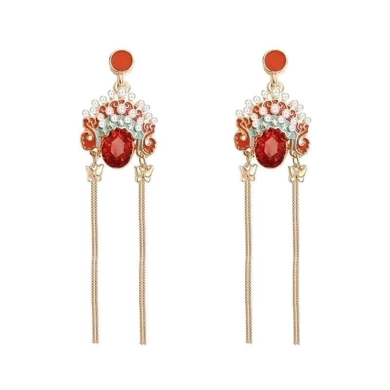 Fashion Geometric Star Flower Imitation Pearl Alloy Tassel Women\'s Drop Earrings 1 Pair