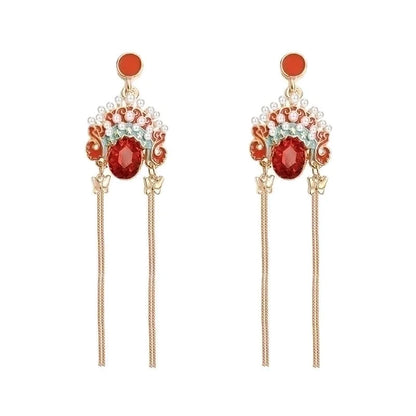 Fashion Geometric Star Flower Imitation Pearl Alloy Tassel Women\'s Drop Earrings 1 Pair