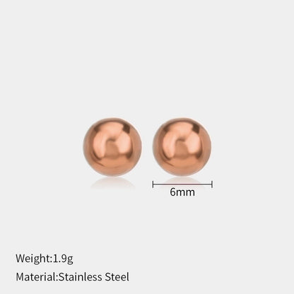 1 Pair Minimalist Ball Solid Color Plating 304 Stainless Steel Stainless Steel Earrings