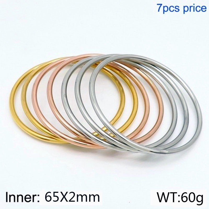 304 Stainless Steel 18K Gold Plated Minimalist Round Solid Color Bangle