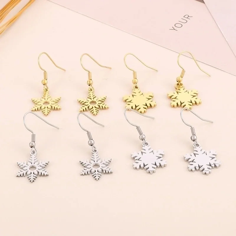 Vacation Snowflake Titanium Steel 18K Gold Plated Plating Bracelets Earrings Necklace