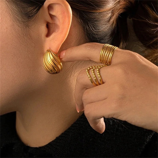 1 Pair Beach Minimalist Rhombus Plating 304 Stainless Steel 18K Gold Plated Ear Studs