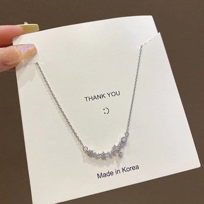 Minimalist Heart Shape Flower Bow Knot Titanium Steel Copper Plating Inlay Artificial Gemstones Pendant Necklace