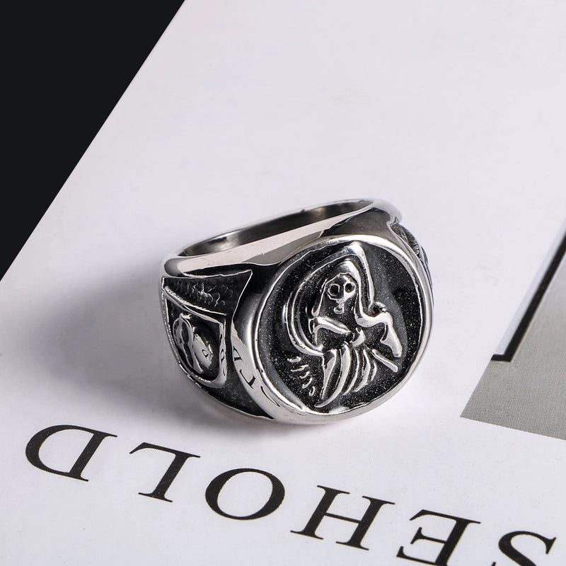 Retro Funny Punk Eye Skull 304 Stainless Steel Polishing Halloween Men's Rings