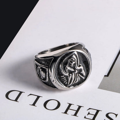 Retro Funny Punk Eye Skull 304 Stainless Steel Polishing Halloween Men's Rings