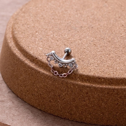1 Piece Ear Cartilage Rings & Studs Sweet Minimalist Geometric Flower 316L Stainless Steel Copper Plating Inlay Zircon
