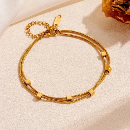 Elegant Minimalist Solid Color Titanium Steel 18K Gold Plated Bracelets Anklet Necklace