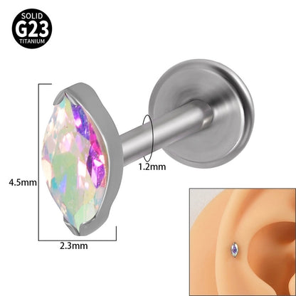 2 Pieces Lip Rings Classic Style Colorful Water Droplets G23 Titanium Synthetic Opal Zircon Inlay Synthetic Opal Zircon