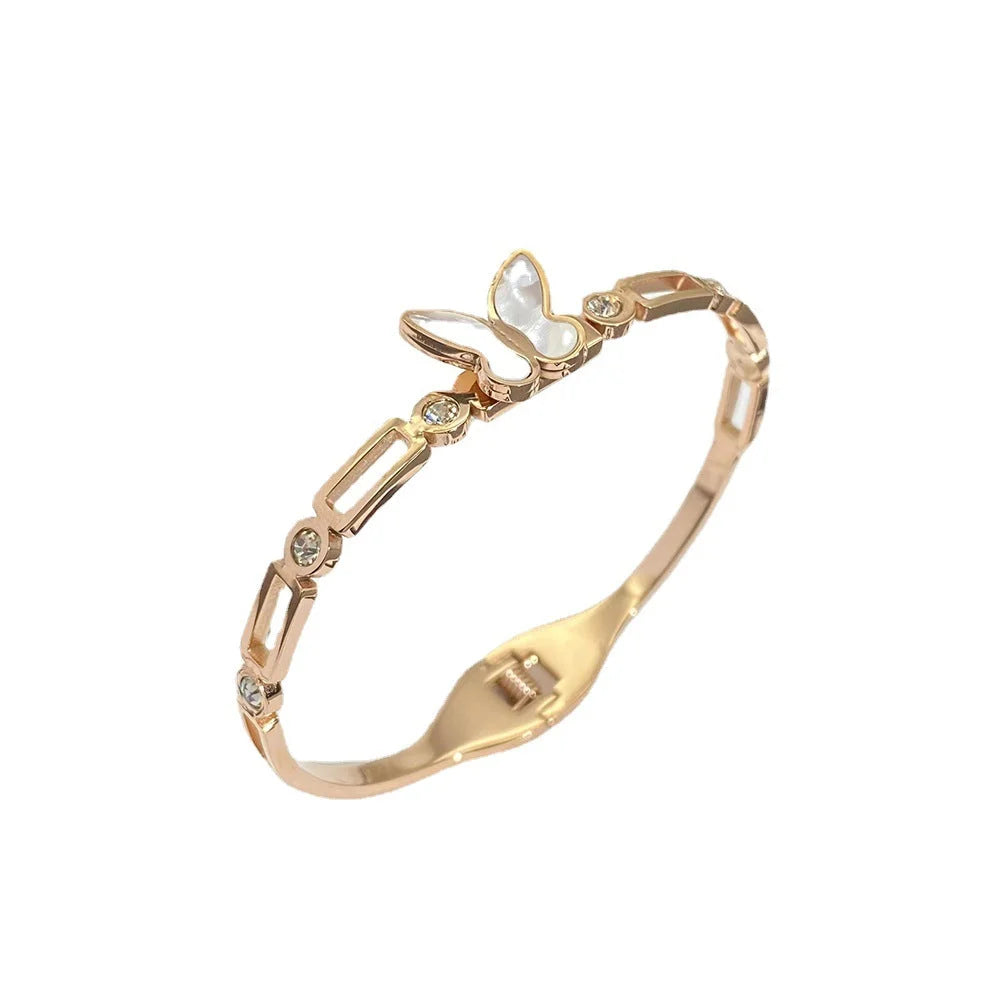 Minimalist Letter Titanium Steel 18K Gold Plated Bangles