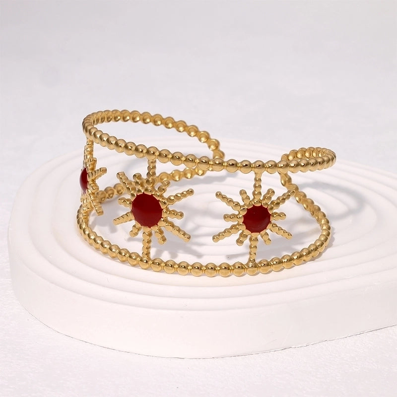 IG Style Vintage Style French Style Sun 304 Stainless Steel 18K Gold Plated Cuff Bracelets In Bulk