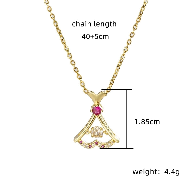 Copper 18K Gold Plated Plating Inlay Double Ring Letter Zircon Necklace