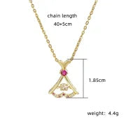 Copper 18K Gold Plated Plating Inlay Double Ring Letter Zircon Necklace