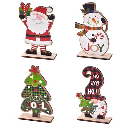 Christmas Cute Christmas Tree Santa Claus Snowman Wood Party Festival Ornaments