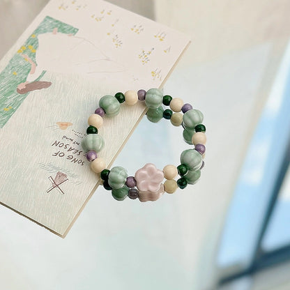 Jingdezhen Ceramic Bracelet New Color-free Women's Summer Student's Antique Beaded Bracelet Small Fresh And Popular