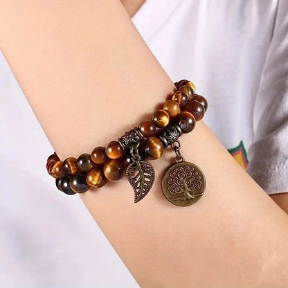 Vintage Style Ethnic Style Leaf Tree Agate Knitting Bracelets
