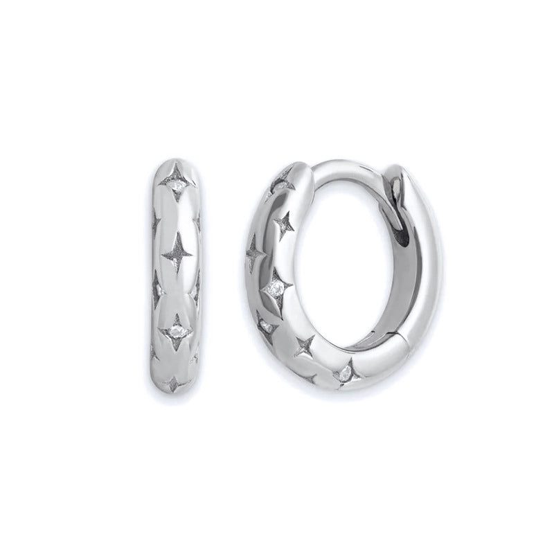 1 Pair Retro Round Copper Zircon Hoop Earrings