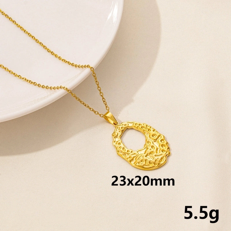 Minimalist Geometric Round 304 Stainless Steel Plating Pendant Necklace