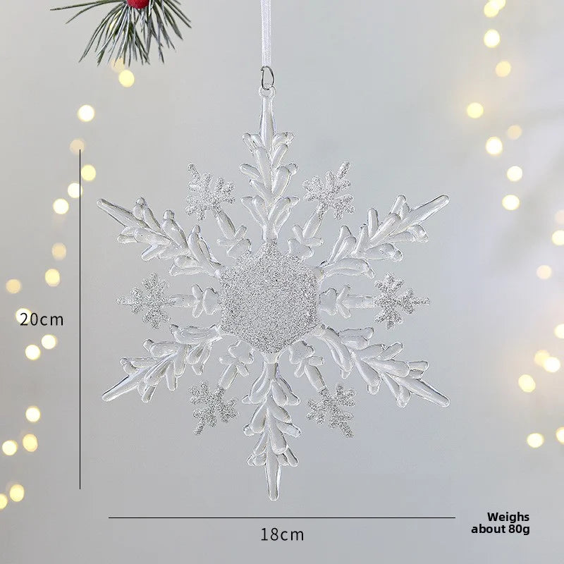 Christmas Decoration Transparent Glitter Acrylic Snowflake Gold Snowflake Christmas Tree Window Decoration Pendant