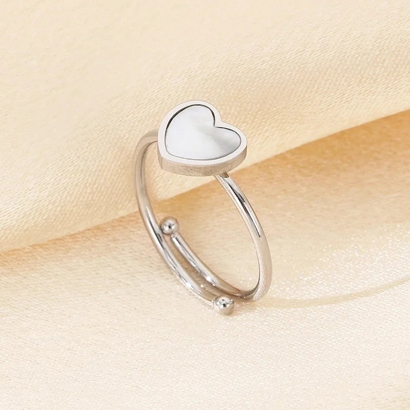 Vintage Style Heart Shape Bow Knot 304 Stainless Steel 18K Gold Plated Open Rings
