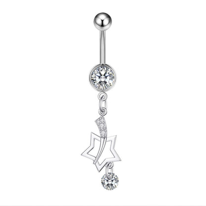 Fashion Heart Shape Copper Plating Zircon Belly Ring 1 Piece
