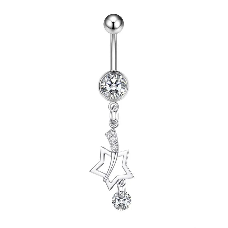 Fashion Heart Shape Copper Plating Zircon Belly Ring 1 Piece