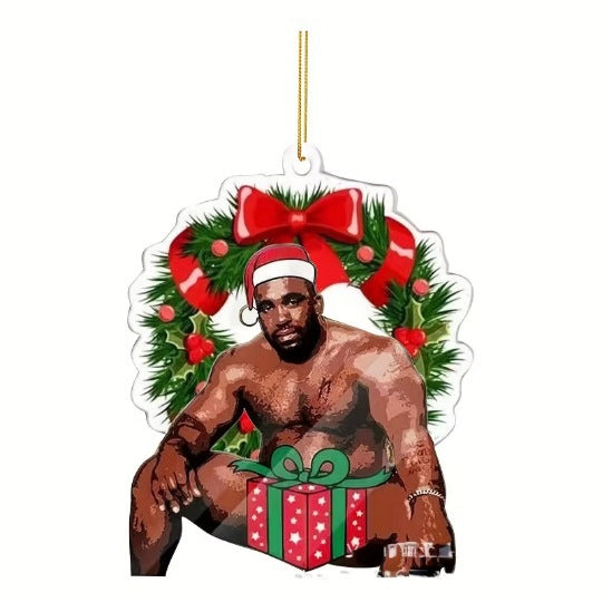 Christmas Funny Muscle Man Acrylic Flat Christmas Pendant Car Home Decoration Pendant