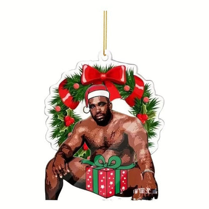 Christmas Funny Muscle Man Acrylic Flat Christmas Pendant Car Home Decoration Pendant