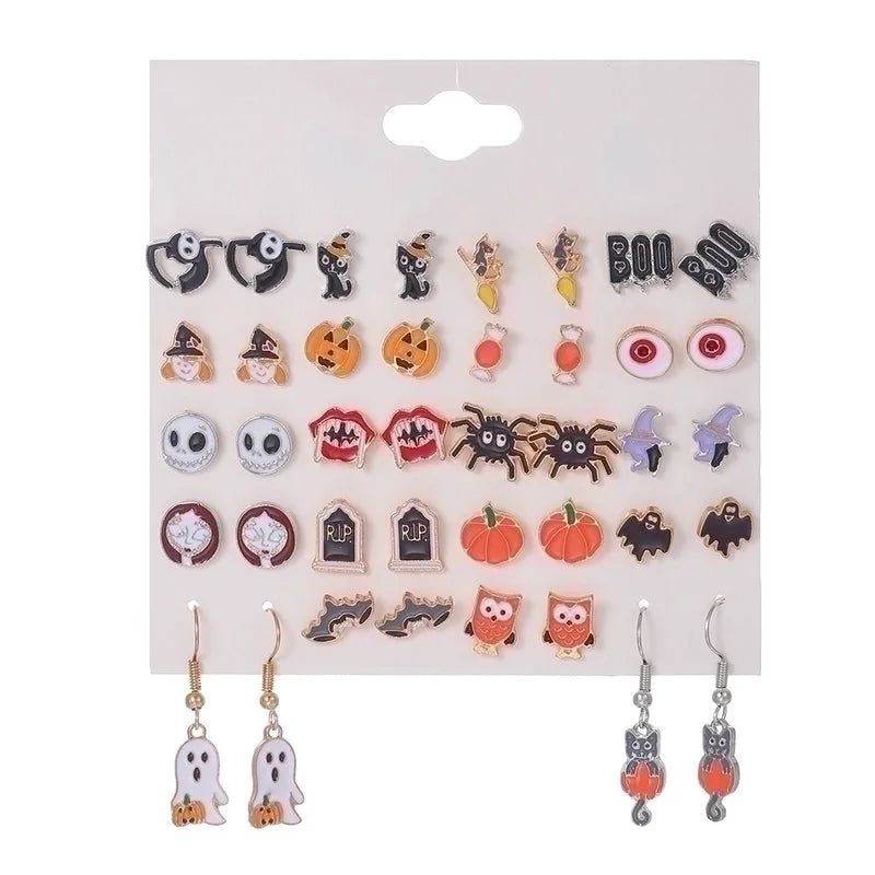 2 Pieces Retro Cartoon Eye Plating Alloy Drop Earrings Ear Studs
