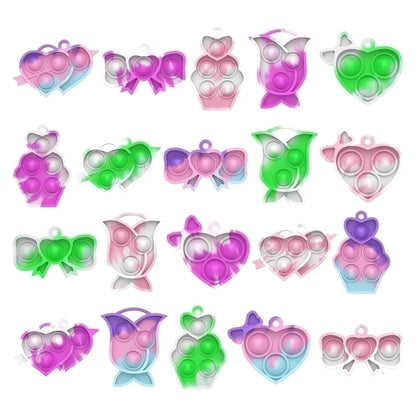 Cute Colorful Heart Silicone Squeeze Bracelet Pressure Reduction Toy