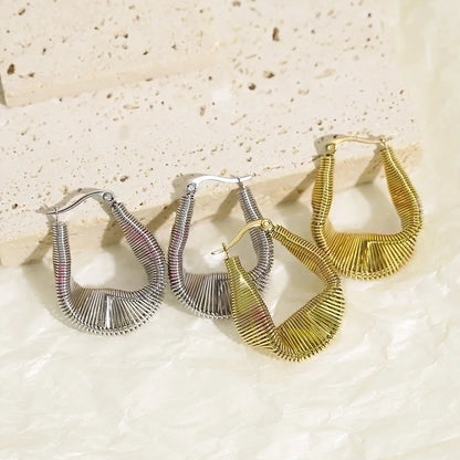 1 Pair Minimalist Geometric Irregular Titanium Steel 18K Gold Plated Hoop Earrings