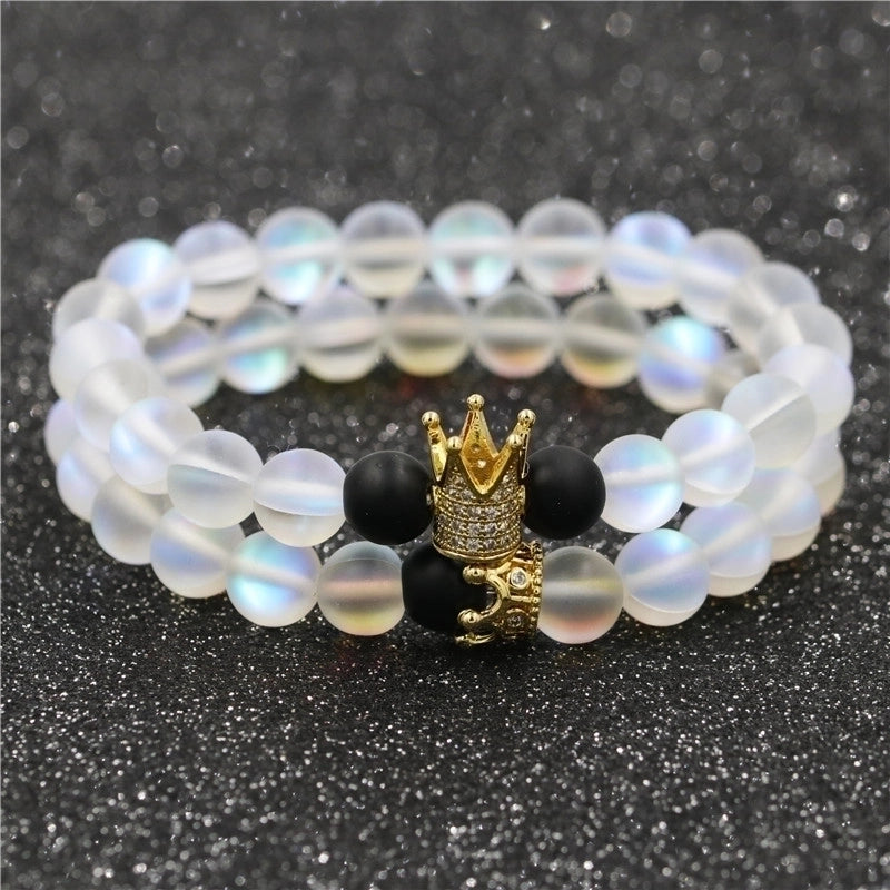 1 Piece Fashion Crown Moonstone Beaded Unisex Bracelets