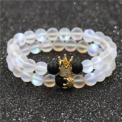 1 Piece Fashion Crown Moonstone Beaded Unisex Bracelets