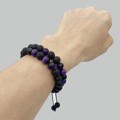 Casual Minimalist Round Volcanic Rock Tiger Eye Beaded Bracelets