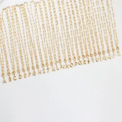 Copper Paperclip Chain Toggle Letter Pendant Necklace
