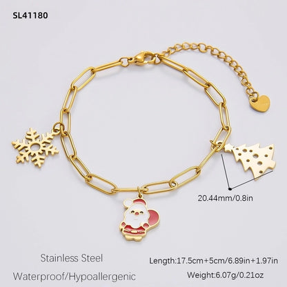 Cute Modern Style Christmas Tree Bow Knot Snowflake 304 Stainless Steel Plating Bracelets Earrings Necklace