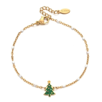 Cartoon Style Cute Christmas Tree Stainless Steel Bracelets In Bulk Christmas