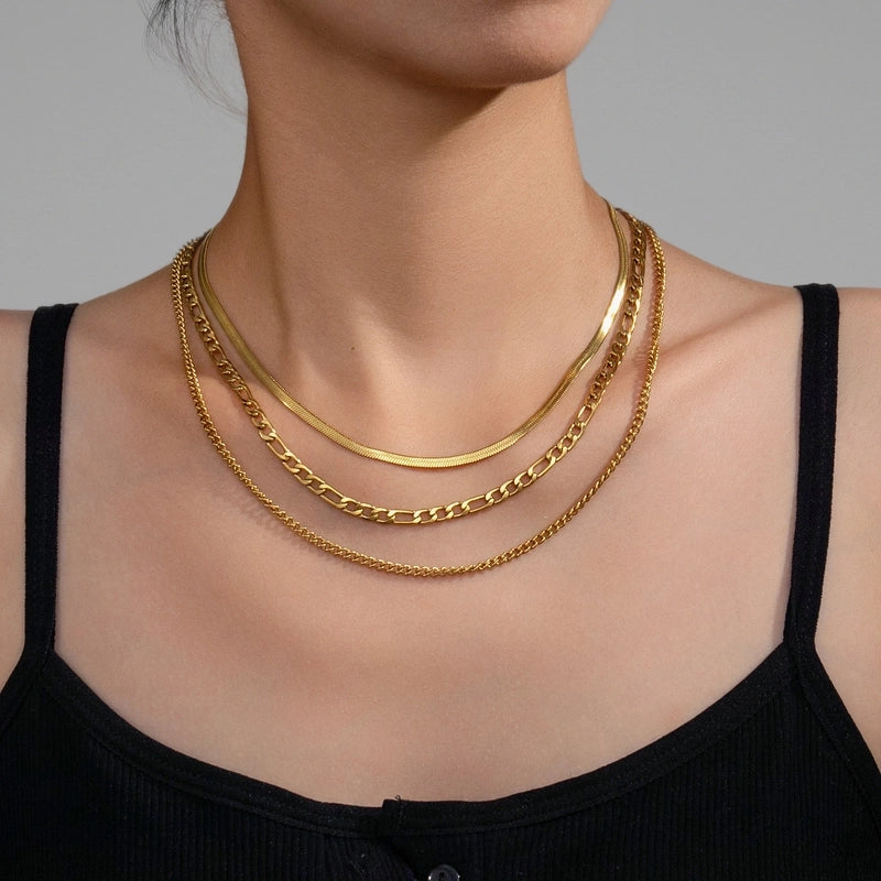 Double-Layer Choker Titanium Steel Necklace Three-Layer Blade Chain Snake Bones Chain Stainless Steel Jewelry Summer Non-Fading Female