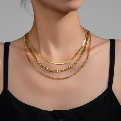 Double-Layer Choker Titanium Steel Necklace Three-Layer Blade Chain Snake Bones Chain Stainless Steel Jewelry Summer Non-Fading Female