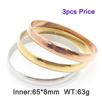 Minimalist Round Stainless Steel 18K Gold Plated Bangle In Bulk