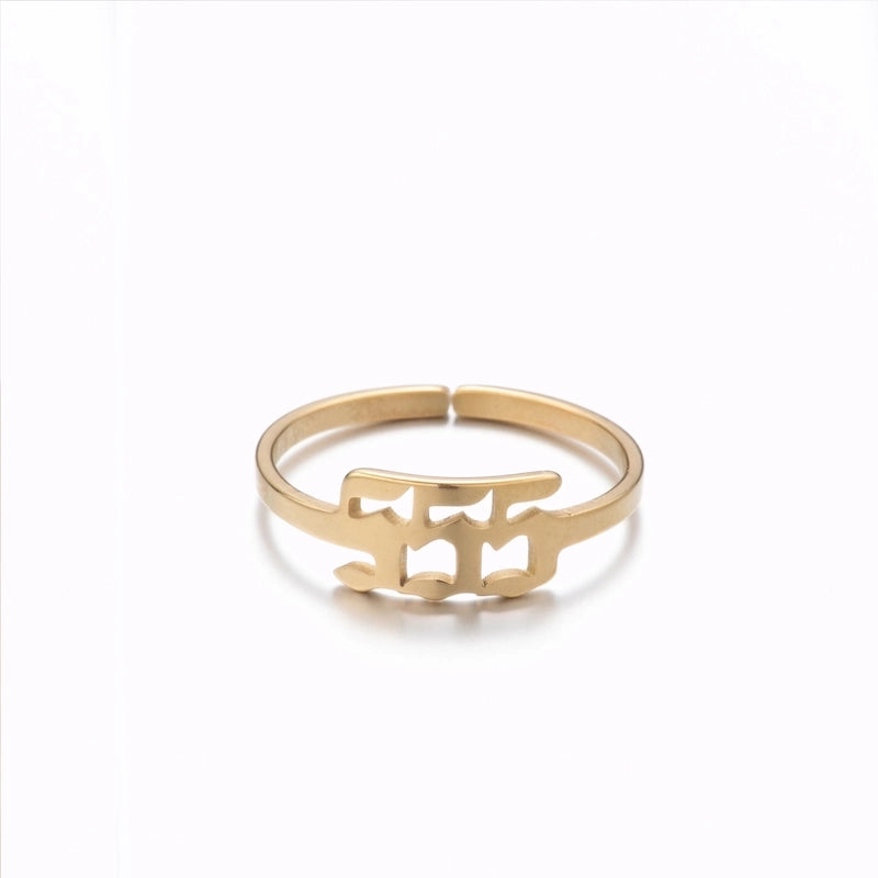 Retro Letter 201 Stainless Steel 18K Gold Plated Plating Open Ring