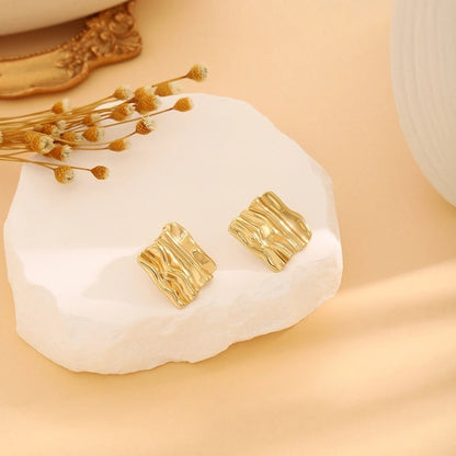 1 Pair Casual Minimalist Streetwear Waves Heart Shape Flower Plating 304 Stainless Steel Ear Studs