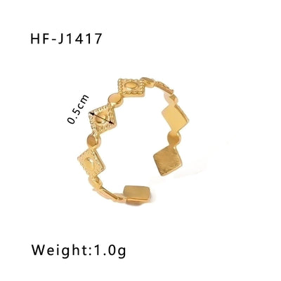 Stainless Steel 18K Gold Plated Modern Style Plating Geometric Open Rings
